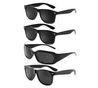 EHDWXVZM 4 Piezas de Gafas Estenopeicas, Gafas con Agujeros Pequeños, Gafas Porosas, Gafas Perforadas, Gafas de Entrenamiento Ocular, Gafas Creativas, Unisex (Negro)