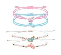 EHDWXVZM 4 piezas pulseras de mariposa trenzadas, pulseras de novia, pulseras para niñas, pulseras a juego, pulseras de mejores amigas, pulseras de la amistad para niñas