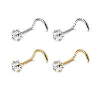 EHDWXVZM 4 tachuelas de nariz de circonio, tachuelas de nariz para mujer, tachuelas de nariz en forma de S, accesorios decorativos para damas, joyería piercing de anillo de nariz de oro