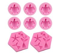 EHDWXVZM 6 Piezas De Tortugas Marinas Y 2 Piezas De Forma De Mar, Bandeja para Hornear De Chocolate, Forma De Silicona De Tortuga, Bandeja para Hornear De Animales Marinos, Forma De Tortuga 3D.
