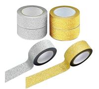 EHDWXVZM 6 Rollos De Cinta con Purpurina, Cinta Decorativa con Purpurina, Cinta Decorativa para Manualidades, Tiras Adhesivas con Purpurina, Accesorios De Decoración Autoadhesivos