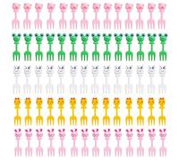 EHDWXVZM 70 Piezas De Mini Horquillas De Frutas, Lindos Animales De Dibujos Animados, Decoración Creativa De Horquilla De Bento De Niños, Letreros De Plástico Divertidos, Decoración De Fiestas.