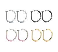 EHDWXVZM 8 piezas de anillo perforador de nariz, anillo perforador, anillo perforador de labio, anillo de nariz en forma de D, accesorios de joyería, uña de labio en forma de D