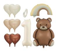 EHDWXVZM Bobo De Oso De 1 Pieza, Globo De 1 Pieza, Globo De Amor De 6 Piezas, Globo Número 1 De 1 Pieza, 1 Rollo De Cinta, Decoraciones De Fiesta De Cumpleaños, Arreglo De Escena De Fiesta.