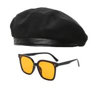 EHDWXVZM Boina Negra Militar con Gafas - Gorro de Bautizo para Hombre y Mujer