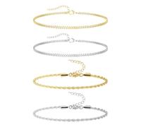 EHDWXVZM Cadenas De Pulsera De Acero Inoxidable De 4 Piezas, 2 Estilos, Diseño Duradero Y Resistente Al Desgaste, Estilo Moderno Y Simple, Adecuado para Uso Diario, Adecuado para Hombres Y Mujeres.