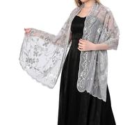 EHDWXVZM Chal de Lentejuelas para Vestido de Novia, Noche y Cheongsam - Bufanda Floral Brillante para Mujer - Ideal para Cena de Boda