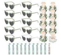 EHDWXVZM Conjunto de despedida de soltera de 31 piezas, pulsera, gafas de sol en forma de corazón, tocado de novia del equipo, adecuado para bodas y despedidas de soltera