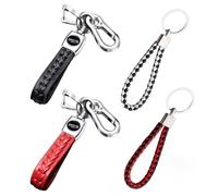 EHDWXVZM Llaveros de coche de 4 piezas, colgantes de bolso, llaveros tejidos de cuero, accesorios de coche, modernos y exquisitos, retro