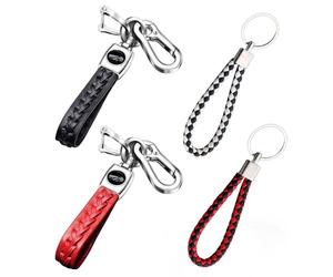 EHDWXVZM Llaveros de coche de 4 piezas, colgantes de bolso, llaveros tejidos de cuero, accesorios de coche, modernos y exquisitos, retro