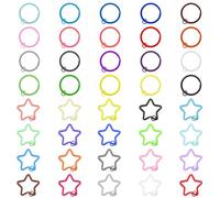 EHDWXVZM Llaveros Redondos 20Pcs, Llaveros Estrella 20Pcs, Llaveros Planos, Llaveros De Metal, Llaveros Anillos, Llaveros Coloridos DIY