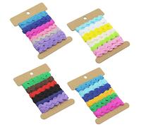 EHDWXVZM Paquete de 4 cintas onduladas de colores, bandas de borde curvo de 5 mm, cintas decorativas para coser, encaje de tela en forma de S, adecuado para ropa y cajas de regalo