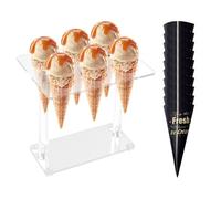 EHDWXVZM Soporte para cono de helado de 1 pieza, bandeja de papel para helado de 10 piezas, soporte para helado, soporte para cono de nieve para helado, soporte para exhibición de helado
