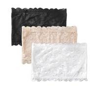 EHDWXVZM - Tops sin Tirantes de 3 Piezas, Sujetador sin Tirantes, Sujetador de Encaje, Sujetador Bandeau para Mujer, Tamaño S, Colores: Blanco, Color Piel