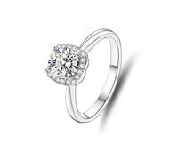 Eheringe Weissgold Einzeln Damen 14K, Freundschaftsringe Freundinnen Dünner Ring mit 6,5 mm Rundem Moissanit 1 Ct Silber Größe 54 (17.2)