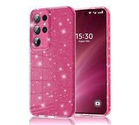 Eherui Funda para Samsung Galaxy S23 Ultra 5G con purpurina, silicona TPU antihuellas, antigolpes, fina, resistente a los arañazos y funda protectora para Samsung S23 Ultra, rosa lila