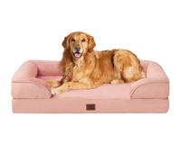 EHEYCIGA Cama Perro Extra Grande 112x81x16cm, Colchon Perro Impermeable Lavable con Espuma Viscoelástica, Sofá Perro Ortopedica Desmontable, Rosa Grisáceo