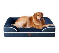 EHEYCIGA Cama Perro Extra Grande 112x81x16cm, Colchon Perro Impermeable Lavable con Espuma Viscoelástica, Sofá Perro Ortopedica Desmontable, Azul Marino
