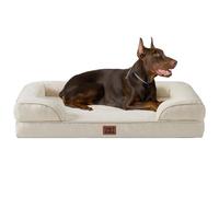EHEYCIGA Cama Perro Extra Grande 122x89x20cm, Colchon Perro Impermeable Lavable con Espuma Viscoelástica, Sofá Perro Ortopedica Desmontable, Beige