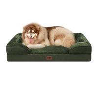 EHEYCIGA Cama Perro Extra Grande 132x104x20cm, XXL Colchon Perro Impermeable Lavable con Espuma Viscoelástica, Sofá Perro Ortopedica Desmontable, Verde Oscuro
