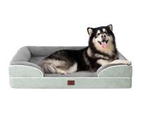 EHEYCIGA Cama Perro Extra Grande 132x104x20cm, XXL Colchon Perro Impermeable Lavable con Espuma Viscoelástica, Sofá Perro Ortopedica Desmontable, Verde Grisáceo