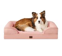 EHEYCIGA Cama Perro Grande 104x68x16cm, Colchon Perro Grandes Impermeable Lavable con Espuma Viscoelástica, Sofá Perro Desmontable, Gris-Rosa