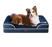 EHEYCIGA Cama Perro Grande 104x68x16cm, Colchon Perro Grandes Impermeable Lavable con Espuma Viscoelástica, Sofá Perro Desmontable, Azul Marino