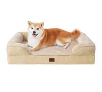EHEYCIGA Cama Perro Grande 91x68x16cm, Colchon Perro Grandes Impermeable Lavable con Espuma Viscoelástica, Sofá Perro Desmontable, Beige Grisáceo