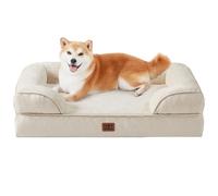 EHEYCIGA Cama Perro Grande 91x68x16cm, Colchon Perro Grandes Impermeable Lavable con Espuma Viscoelástica, Sofá Perro Desmontable, Beige
