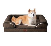 EHEYCIGA Cama Perro Grande 91x68x16cm, Colchon Perro Grandes Impermeable Lavable con Espuma Viscoelástica, Sofá Perro Desmontable, Marrón