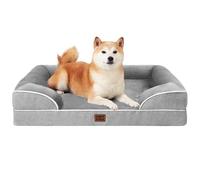 EHEYCIGA Cama Perro Grande 91x68x16cm, Colchon Perro Grandes Impermeable Lavable con Espuma Viscoelástica, Sofá Perro Desmontable, Gris