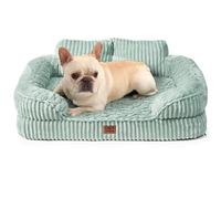 EHEYCIGA Cama Perro Ortopédica Medianos 76x51 cm, Sofá Cama con Respaldo Alto, Colchón Perro Viscoelastica Impermeable, Funda Lavable, Verde