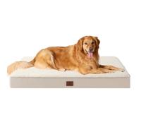 EHEYCIGA Cama Perros Extra Grande Ortopédica, 112x81x9cm Colchon Perro con Espuma De Caja De Huevos, Colchoneta Perro Lavable, Dog Bed, Camello
