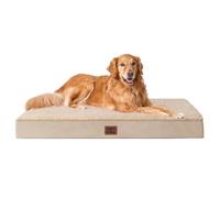 EHEYCIGA Cama Perros Extra Grande Ortopédica, 112x81x9cm Colchon Perro con Espuma De Caja De Huevos, Colchoneta Perro Lavable, Dog Bed, Caqui