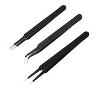 Ehids 3 Piezas Pinzas de Precisión de ESD antiestática de Acero Inoxidable, Pinzas para Electronica, Joyería, Maintenance Tools o Cosmetología, Trabajo de Laboratorio