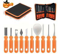 EHIOG 10 Piezas Pumpkin Carving Kit, Herramienta de Talla, Juego de Talla de Calabaza, con Bolsa de Transporte para Niños y Familia, Decoración DIY de Halloween