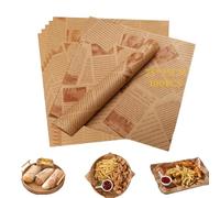 EHIOG 100 Piezas Papel Antigrasa, 25 x 25 cm Papel para Hornear Aspecto de Periódico, Estilo Retro de Periódico Antiguo, para Envolver Alimentos para Hamburguesa Sándwich Papas Fritas Pizza Carne