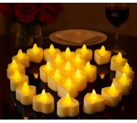 EHIOG 24 Velas LED Sin Llama a Pilas, Corazón Forma LED Velas Sin Llama para Romántica Noche San Valentín Día Aniversario Boda Cumpleaños