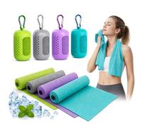 EHIOG Toalla Refrescante 4 Unidades, Cooling Towel de Microfibra con Funda, Efecto Frío Instantáneo, Secado Rápido, Toalla Deportiva 30x90cm para Fitness, Gym, Yoga y Running-A