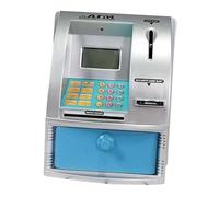 EHJRE Hucha Interactiva para Cajero Automático para Niños con Protección de Tarjeta Y Contraseña, Azul Plateado, Individual