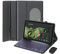 EHLCYS Funda con Teclado para Google Pixel De 11 Pulgadas 2023 Tableta, Teclado Español Ñ Inalámbrico Desmontable Magnético Retroiluminado De 7 Colores, Funda De Cuero PU Ultrafina
