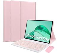 EHLCYS Funda con Teclado para Honor Pad X8a 11 Pulgadas 2024 Tableta, Teclado Español Ñ Inalámbrico Bluetooth Desmontable, Funda Tipo Libro Magnética Multiángulo Ultrafina con Mouse,Rosado