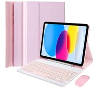 EHLCYS Funda con Teclado para iPad (A16) 11ª Generación 11 Pulgadas (2025)/iPad 10ª Generación 10,9 Pulgadas, Español Ñ Teclado Desmontable, Funda Ultrafina con Soporte para Lápiz Y Ratón,Rosado