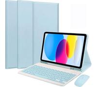 EHLCYS Funda con Teclado para iPad (A16) 11ª Generación 11 Pulgadas (2025)/iPad 10ª Generación 10,9 Pulgadas, Español Ñ Teclado Desmontable, Funda Ultrafina con Soporte para Lápiz Y Ratón,Azul