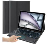 EHLCYS Funda con Teclado para iPad Air 13 Pulgadas (M2, 2024) & iPad Pro 12.9 (6ª 2022/5ª 2021/4ª 2020/3ª 2018 Gen), Teclado Español Ñ Retroiluminado 7 Colores Desmontable con Trackpad,Negro