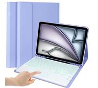 EHLCYS Funda con Teclado para iPad Air 13 Pulgadas (M2, 2024) & iPad Pro 12.9 (6ª 2022/5ª 2021/4ª 2020/3ª 2018 Gen), Teclado Español Ñ Retroiluminado 7 Colores Desmontable con Trackpad,Púrpura