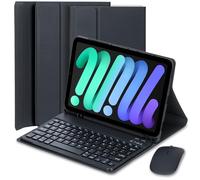 EHLCYS Funda con Teclado para iPad Mini 5/4/3/2/1 7,9 Pulgadas, Español Ñ Teclado Bluetooth Magnético Desmontable En, Funda Ultrafina Tipo Folio con Soporte para Bolígrafo Y Ratón,Negro