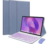 EHLCYS Funda con Teclado para Lenovo Idea Tab 11 Pulgadas 2025 Modelos (TB-336ZU/TB-336FU), Español Ñ Teclado Bluetooth Extraíble con Retroiluminación 7 Colores, Funda Ultrafina con Mouse,Púrpura