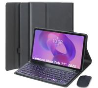 EHLCYS Funda con Teclado para Lenovo Idea Tab 11 Pulgadas 2025 Modelos (TB-336ZU/TB-336FU), Español Ñ Teclado Bluetooth Extraíble con Retroiluminación 7 Colores, Funda Ultrafina con Mouse,Negro