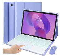 EHLCYS Funda con Teclado para Lenovo Idea Tab 11 Pulgadas 2025 (TB-336ZU/TB-336FU), Retroiluminación 7 Colores Panel Táctil Desmontable, Español Ñ Teclado, Funda Ultrafina con Ratón,Púrpura